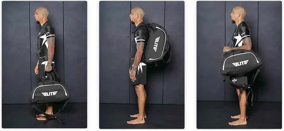 Hybrid carry option for training gym bags for MMA